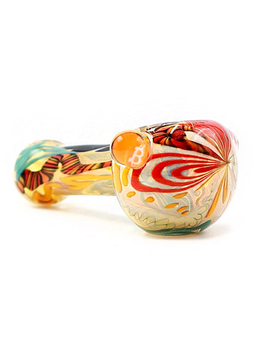 Vulcan Glass Art - Fully Worked Inside Out with Bitcoin Millie Spoon Hand Pipe (4