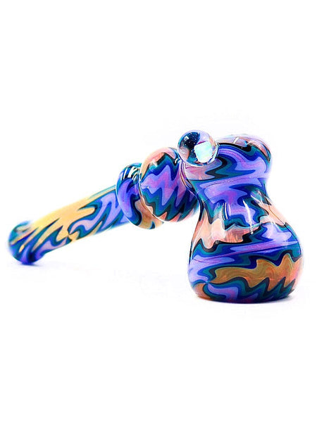 Vulcan Glass Art - Fully Worked Wig Wag Bubbler with Opal (6")