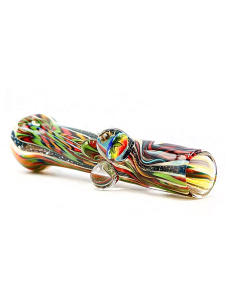 Vulcan Glass Art - Inside Out Wig Wag Dichro Chillum with Leaf Millie (5")