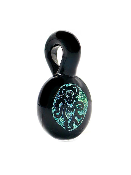 Vulcan Glass Art - Milky Black Grateful Dead Dancing Bear Dichro Pendant