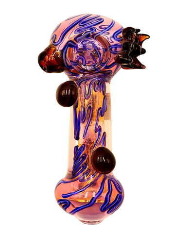 XL Fumed Pink Blue Swirl Hand Pipe (7