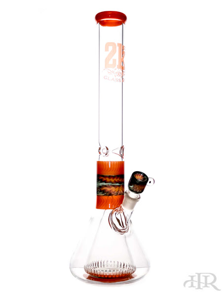 2K Glass Art - Wig Wag Reversal Collins Beaker (18.5") Orange