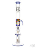 2K Glass Art - Wig Wag Reversal Straight Tube With Matching Ash Catcher (19.5") Blue Front