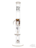2K Glass Art - Wig Wag Reversal Straight Tube With Matching Ash Catcher (19.5") White Front