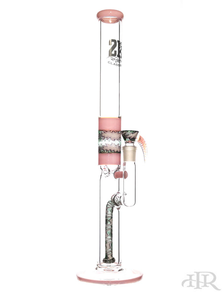2K Glass Art - Wig Wag Reversal Showerhead Diffuser Straight Tube (19") Pink
