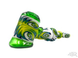 E-Stex Glass - Green Faceted Hammer with YGB White Wig-Wag