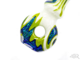 E-Stex Glass - Green & White Wig-Wag with Dichro Hammer
