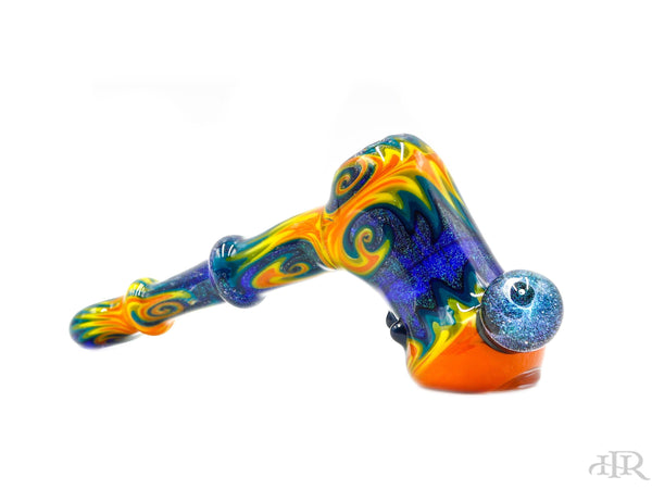 E-Stex Glass - Hammer Bubbler with YGBO Wig-Wag and Dichro (Flat Mouthpiece) Stock