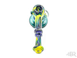 Erick Stecker Blue Yellow Green Dichro Hammer Lock Bubbler with Marble