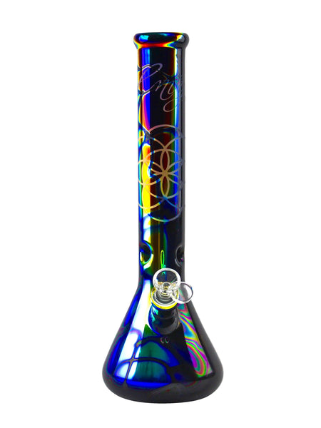 Envy Glass Custom Sandblasted Dichroic Prism - Beaker (16") Envy Glass Designs Beaker Bong Waterpipe 14mm ice catcher