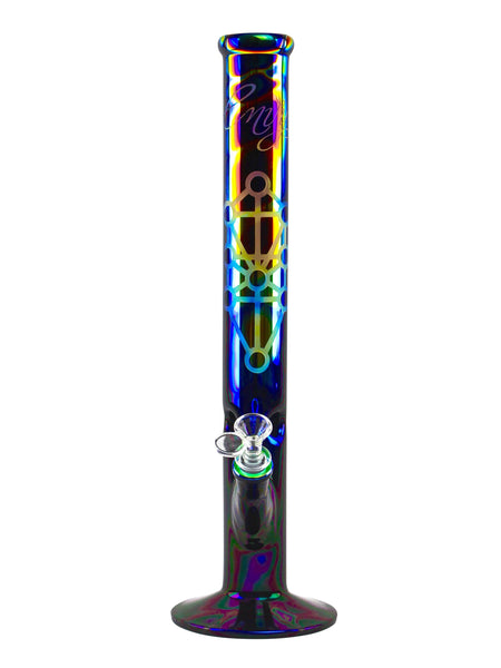 Envy Glass Custom Sandblasted Dichroic Prism - Straight Tube (18") Bong Waterpipe Pipe 14mm Bowl