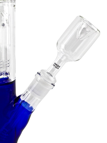 Glowfly Glass Double Tree Arm Perc Blue - Straight Tube (22