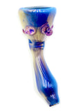 Green Vibes Glass - Purple Blue Fumed Bent Chillum (4")