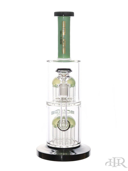 Bougie Glass - Double Tree Perc Tube Green and Black