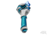 JSquab Glass Jackson B - Silver, Teal, Blue Full Color Spoon Hand Pipe