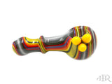 JSquab Glass Jackson B - Yellow, Grey, Red Full Color Spoon Hand Pipe