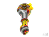 JSquab Glass Jackson B - Yellow, Grey, Red Full Color Spoon Hand Pipe