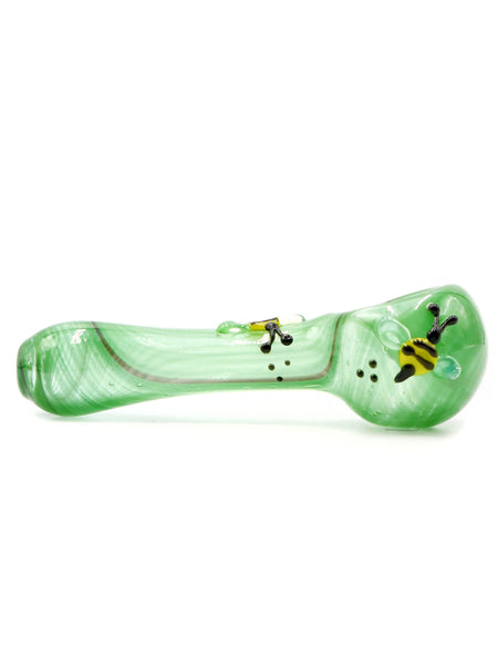 Kristi Conant Glass - Bee Full Color Green Spoon (5")