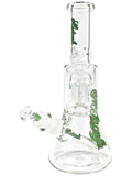 Medicali Beaker - 8 Tree Perc (10") Dry Herb Flower Bong Water Pipe Green Script