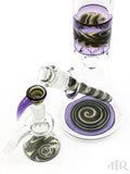 OJ Flame - Worked Beaker With Matching Downstem, Horned Slide, and Dry Ash Catcher (14") Purple Base