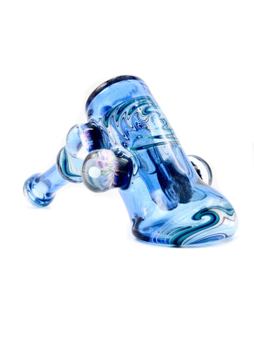 Oats Glass - Blue UV Hammer Bubbler with Creep Millie and Opal (6.5