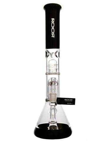 RooR Tech Fixed Beaker - Full Black with 10 Arm Tree Perc and Showerhead Diffuser (17