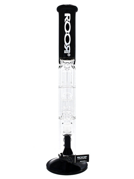 RooR Tech Fixed Straight Tube Tree Perc and Splash Guard All Black RooR Waterpipe