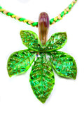 Smilex Glass - Dichro Green Leaf Pendant
