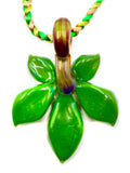 Smilex Glass - Dichro Green Leaf Pendant