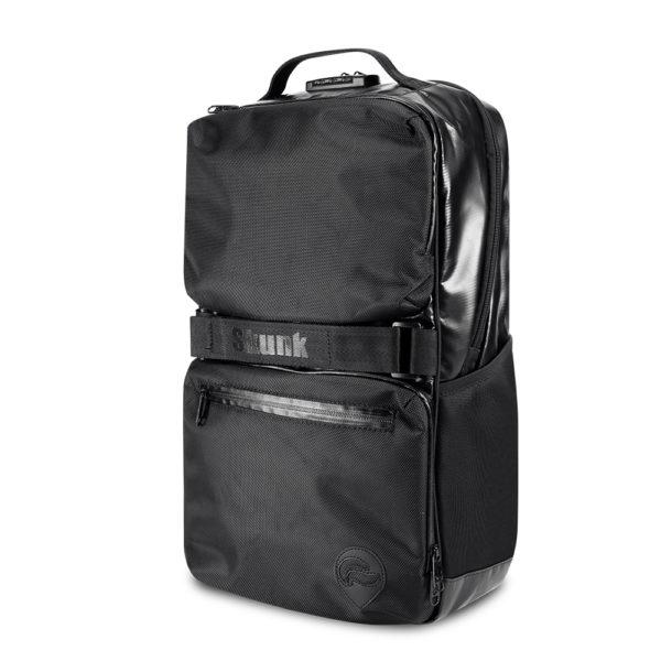 Smell-proof Soho Backpack by Skunk Bags in the color black, available for sale at High Roller Smoke. 