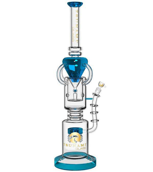 Tsunami Electric Ball Arm Recycler (17″) Dry Herb Flower Bong Water Pipe Premium Vapor Blue