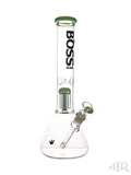 Boss Glass - Tall Tree Perc Beaker With Color Accents Slime Green