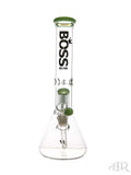 Boss Glass - Tall Tree Perc Beaker With Color Accents Slime Green Front