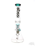 Boss Glass - Tall Tree Perc Beaker With Color Accents Teal Front