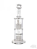 Bougie Glass - Bent Neck Double Tree Perc Tube (12") Clear Back