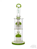 Bougie Glass - Bent Neck Double Tree Perc Tube (12") Slime Green Front