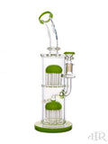 Bougie Glass - Bent Neck Double Tree Perc Tube (12") Slime Green