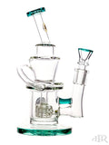 Bougie Glass - Angled Joint Recycler (7.5") Teal Right