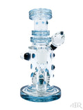Hubbard Glass - Wig Wag Worked Ball Rig With Faceted Encased Opal (7") Blue Front