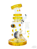Hubbard Glass - Wig Wag Worked Ball Rig With Faceted Encased Opal (7") Yellow