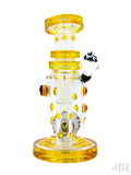 Hubbard Glass - Wig Wag Worked Ball Rig With Faceted Encased Opal (7") Yellow Front