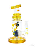 Hubbard Glass - Wig Wag Worked Ball Rig With Faceted Encased Opal (7") Yellow Right