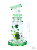Hubbard Glass - Wig Wag Worked Ball Rig With Faceted Encased Opal (7") Green Right