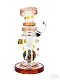 Hubbard Glass - Wig Wag Worked Ball Rig With Faceted Encased Opal (7") Red Front