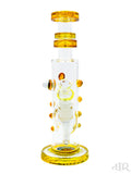 Hubbard Glass - Wig Wag Worked Flower Tube With Reversal Milli (10.5") Yellow Front