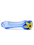 Hornby Glass - Clear Blue with Yellow Flower Hand Pipe (4")