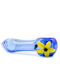 Hornby Glass - Clear Blue with Yellow Flower Hand Pipe (4")