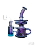 Crystal Glass - Iridescent Recycler Rig With Built In Removable Lid Reclaim Catcher (7") Blue Left