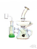 Crystal Glass - Iridescent Recycler Rig With Built In Removable Lid Reclaim Catcher (7") Left