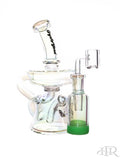 Crystal Glass - Iridescent Recycler Rig With Built In Removable Lid Reclaim Catcher (7") Tilt